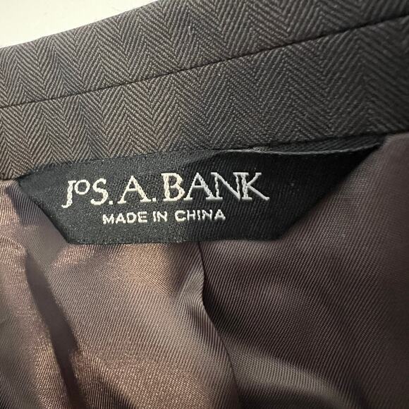 Jos. A. Bank 100% Wool Blazer Men's 44R Chocolate Brown Pinstripe Herringbone - Picture 4 of 8